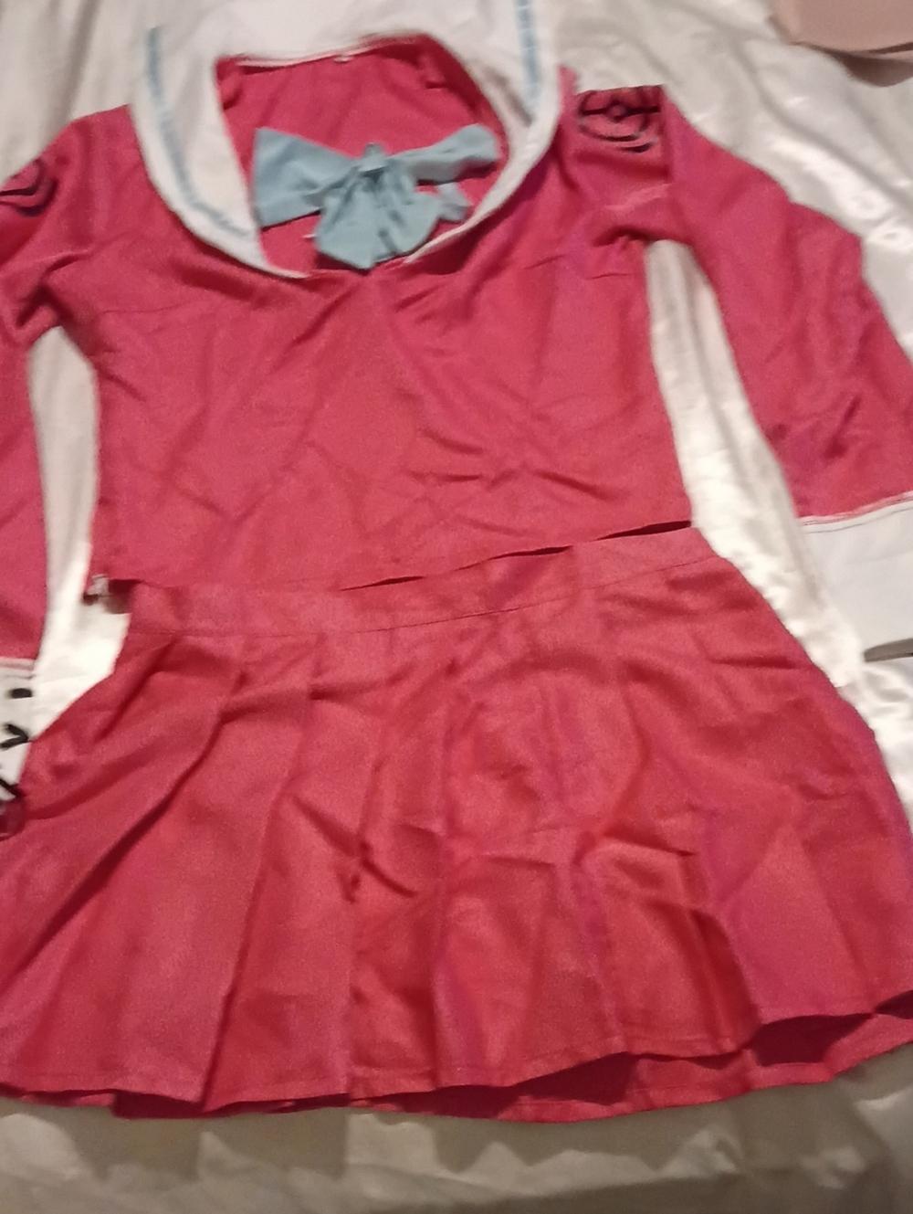 Pink Sailor-Style Dress with Light Blue Bow